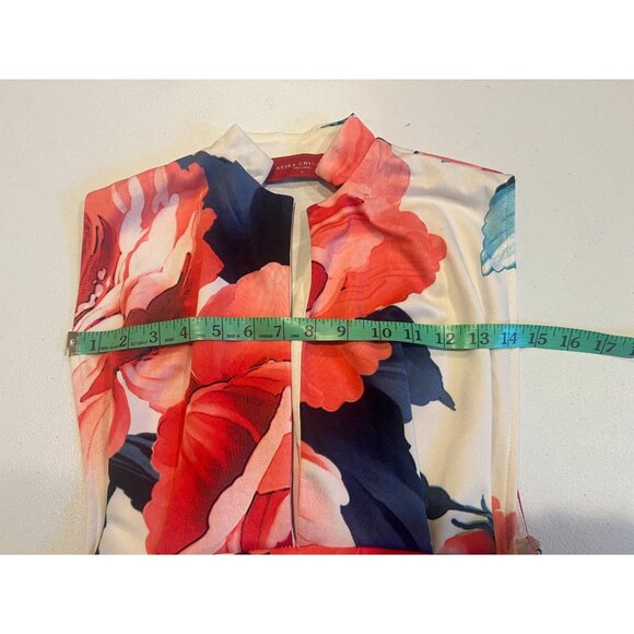 Akira Chicago Fit Flare Dress High Neck Floral Print Sleeveless White Red Small - Picture 6 of 7